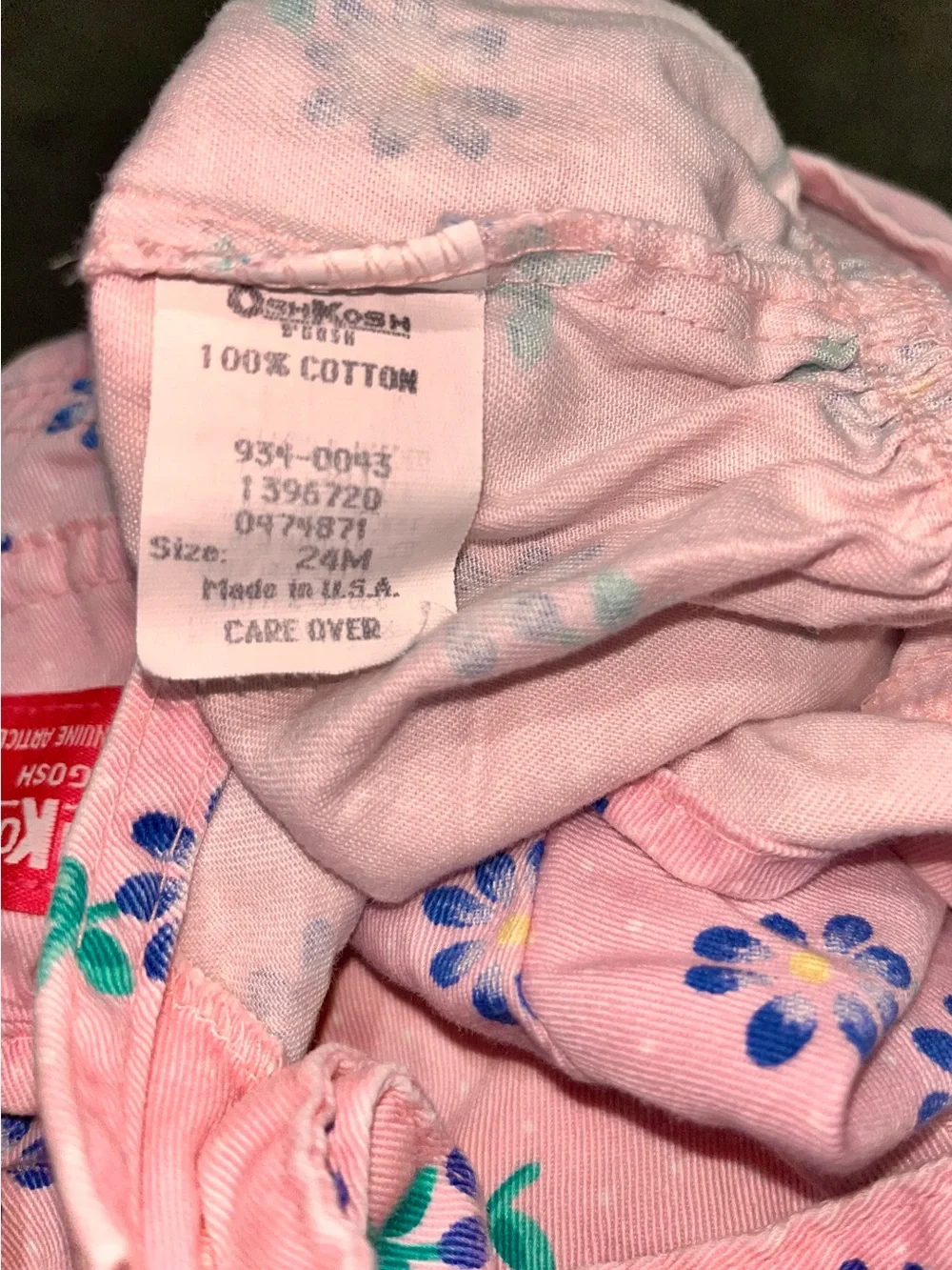 Vintage OshKosh Pink Floral Girls' Overall Dress